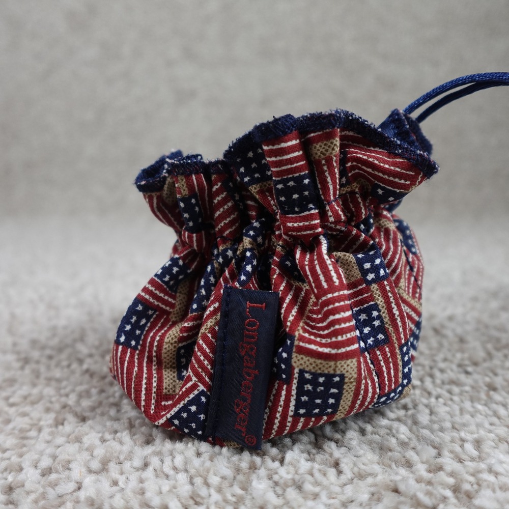 Longaberger 2004 Dresden Basket Set Patriotic Flag Liner Lid Protector Red Blue - Picture 9 of 13